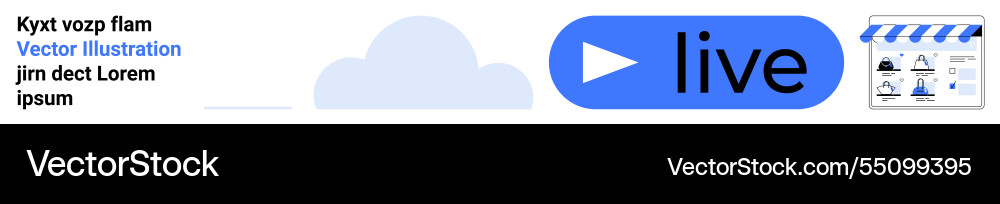 Live streaming concept with play button and media Live streaming concept with play button and media vector image