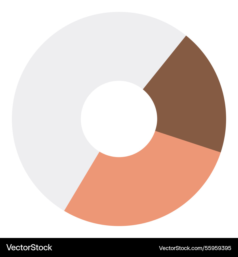 Minimal donut chart with three segmented sections Minimal donut chart with three segmented sections vector image