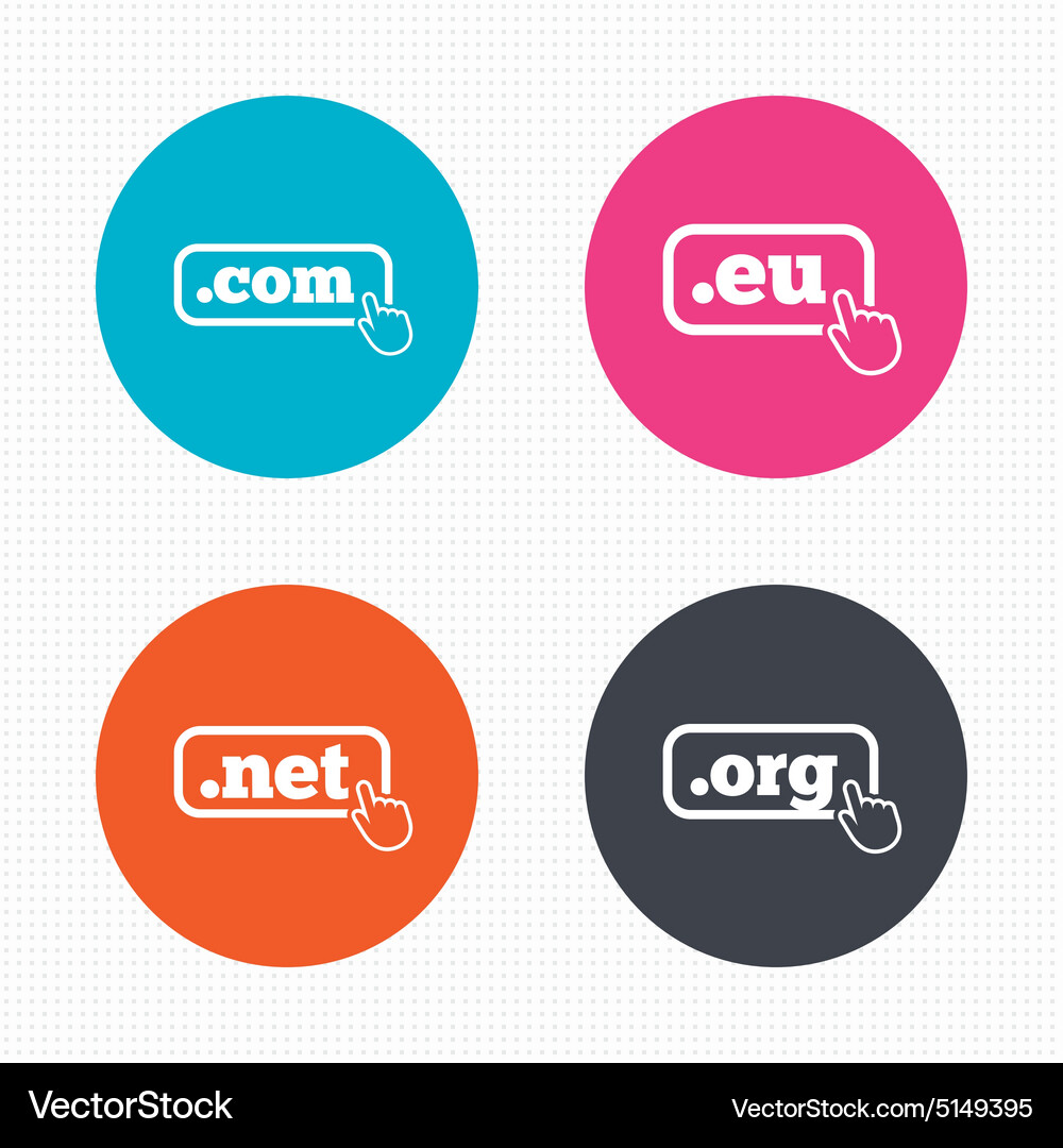 Top-level domains signs com eu net and org Vector Image