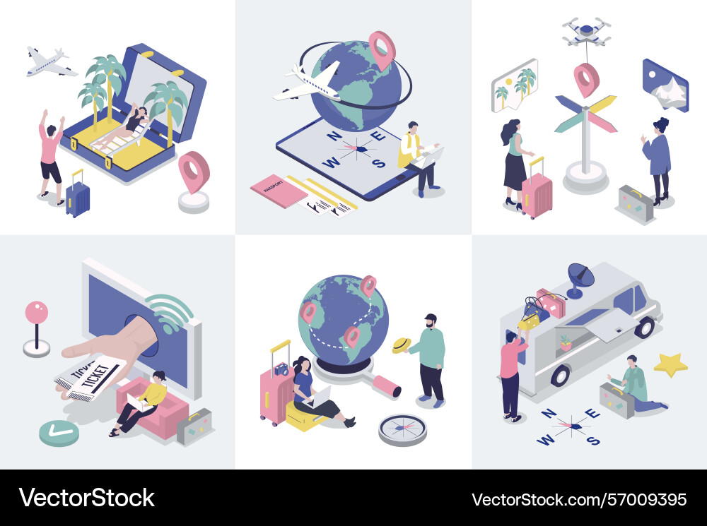 Travelling 3d isometry concept for web design Travelling 3d isometry concept for web design vector image