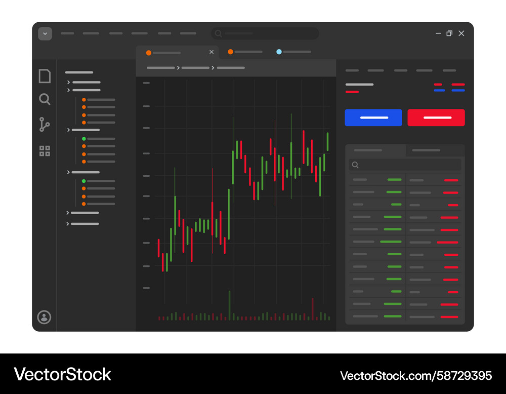 User interface for a stock trading platform Vector Image