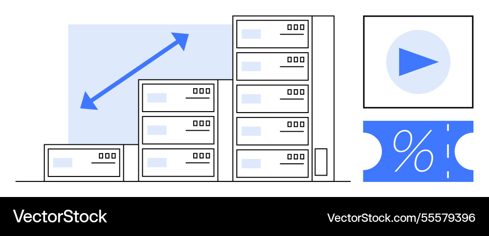 Data management concept with server stacks upward Data management concept with server stacks upward vector image