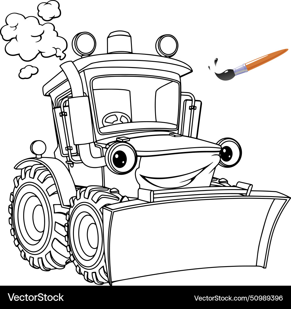 Funny tractor bulldozer coloring pages Funny tractor bulldozer coloring pages vector image