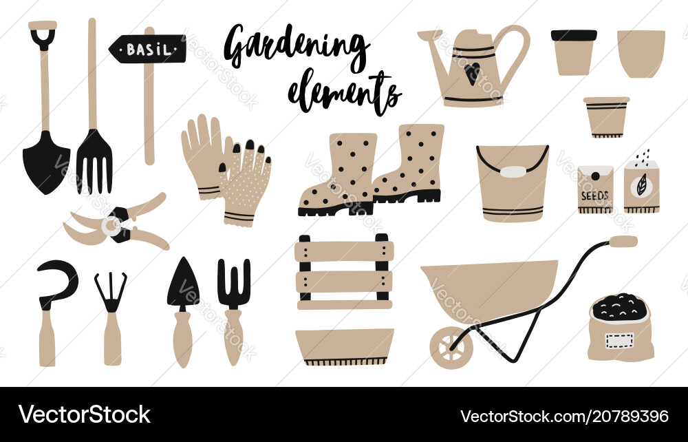 Garden tool elements spade vector image