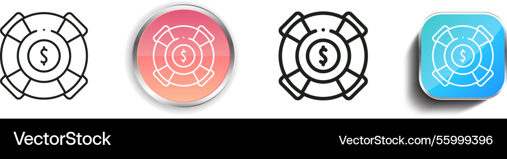 Lifesaver icon thin linear regular and button Lifesaver icon thin linear regular and button vector image