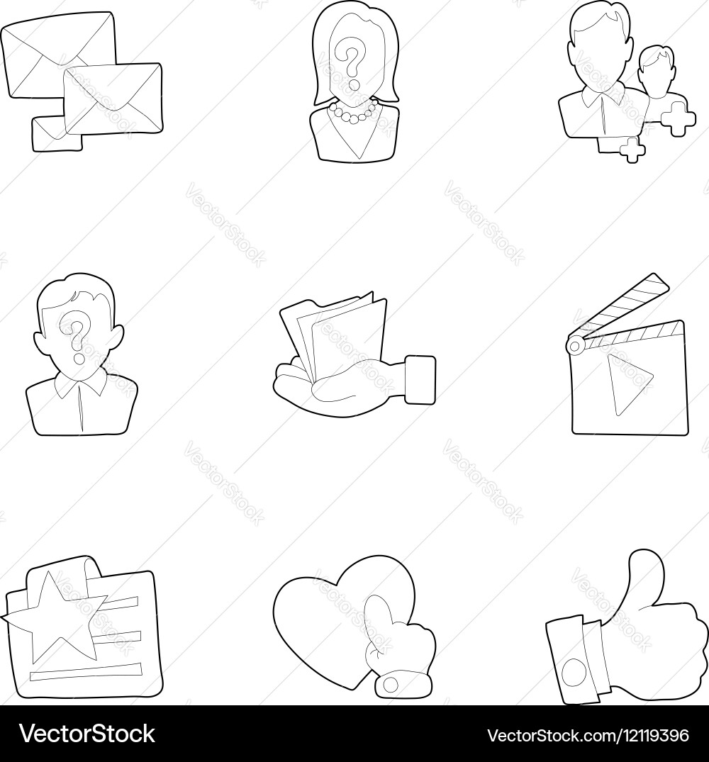 Message icons set outline style vector image