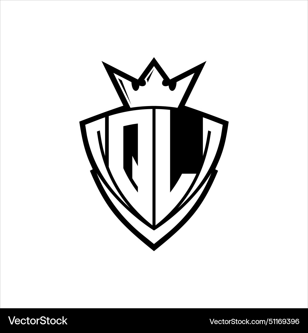 Ql letter logo with sharp triangle shield shape Ql letter logo with sharp triangle shield shape Vector Image