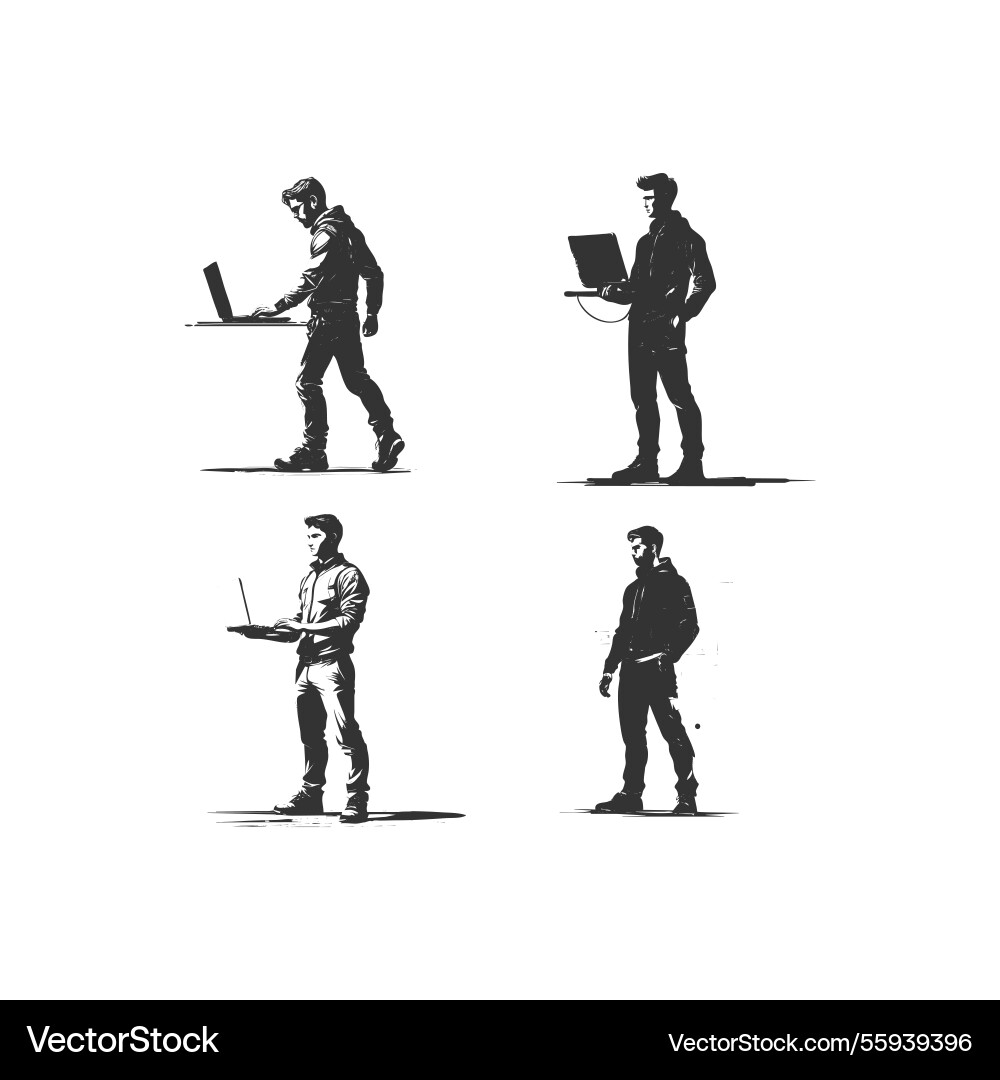 Set of silhouettes programmer with different Set of silhouettes programmer with different vector image