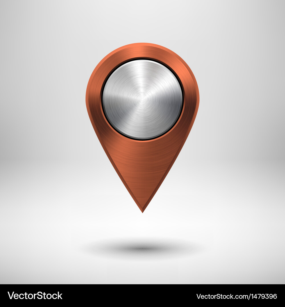 Technology pointer button with bronze metal Vector Image