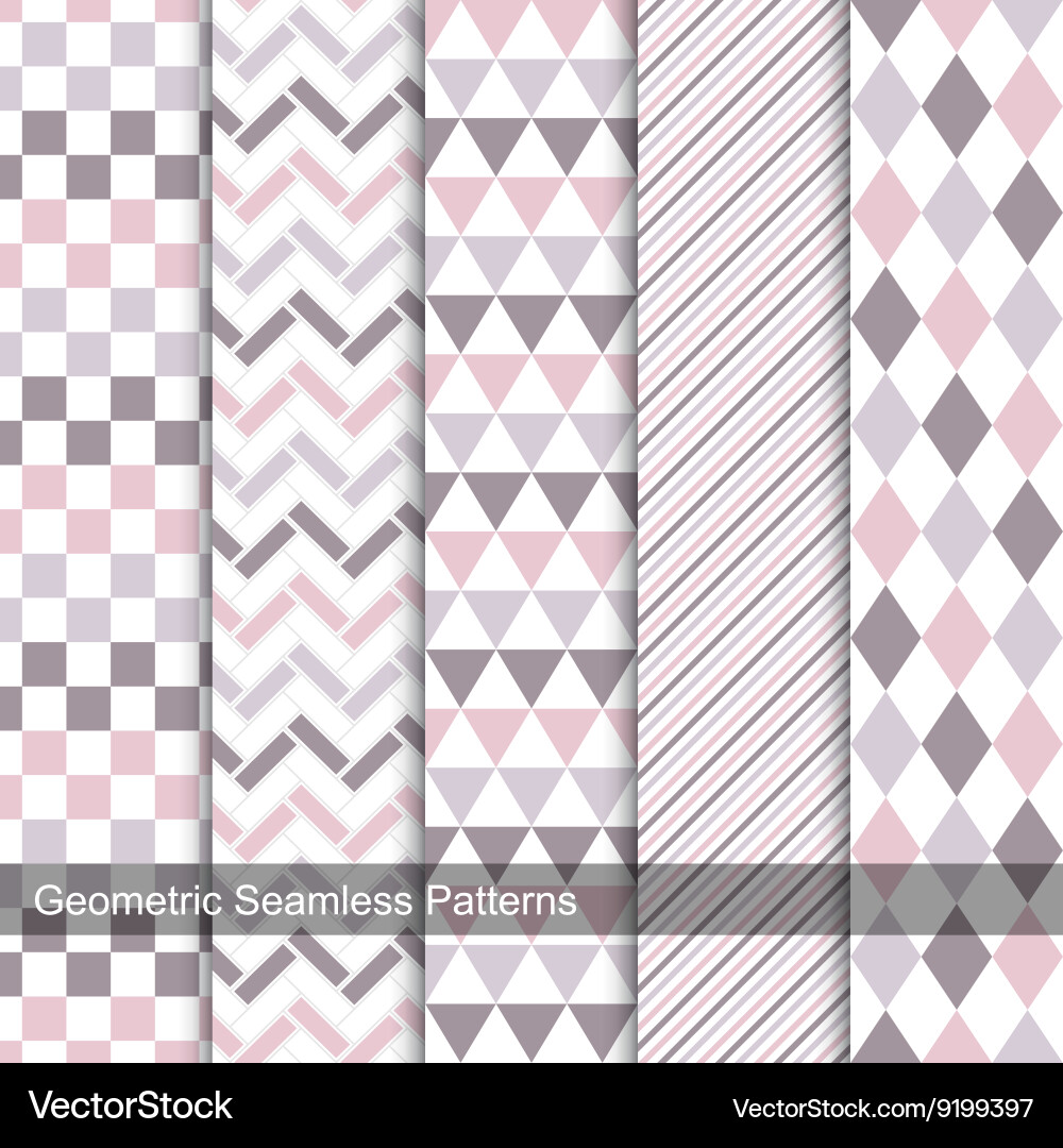 Collection of delicate seamless patterns vector image