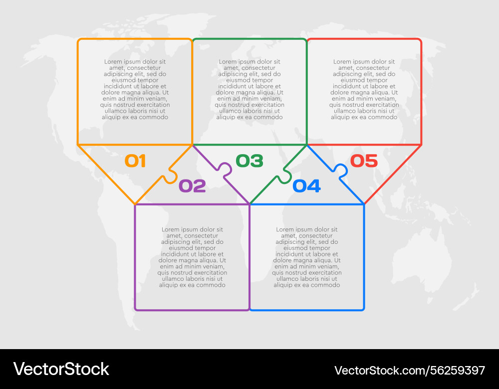 Five steps line infographic puzzle timeline Vector Image