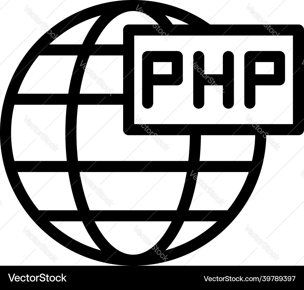 Global php icon outline cms development Global php icon outline cms development Vector Image