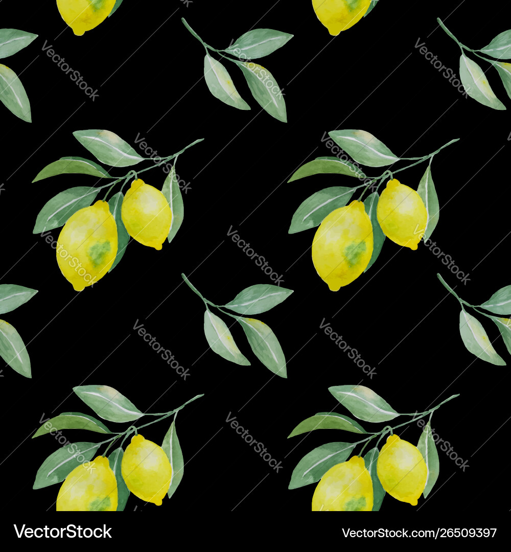 Lemon Branch Seamless Pattern vector image