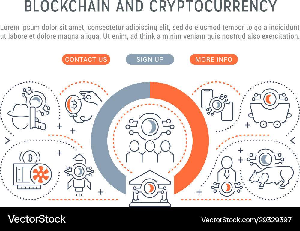 Linear banner blockchain and cryptocurrency Linear banner blockchain and cryptocurrency vector image