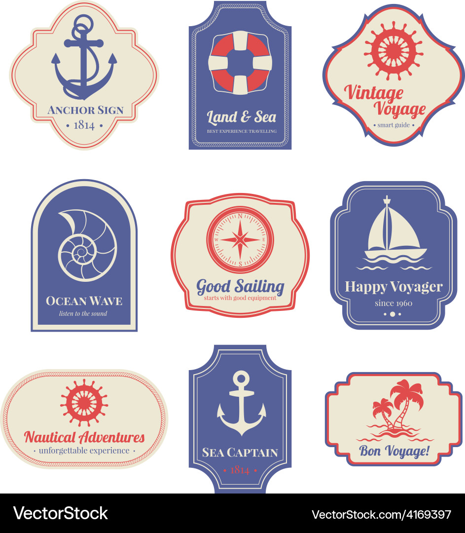 Nautical emblems set Royalty Free Vector Image