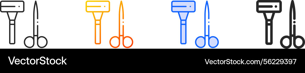 Scissors iconthin linear gradient blue stroke Vector Image