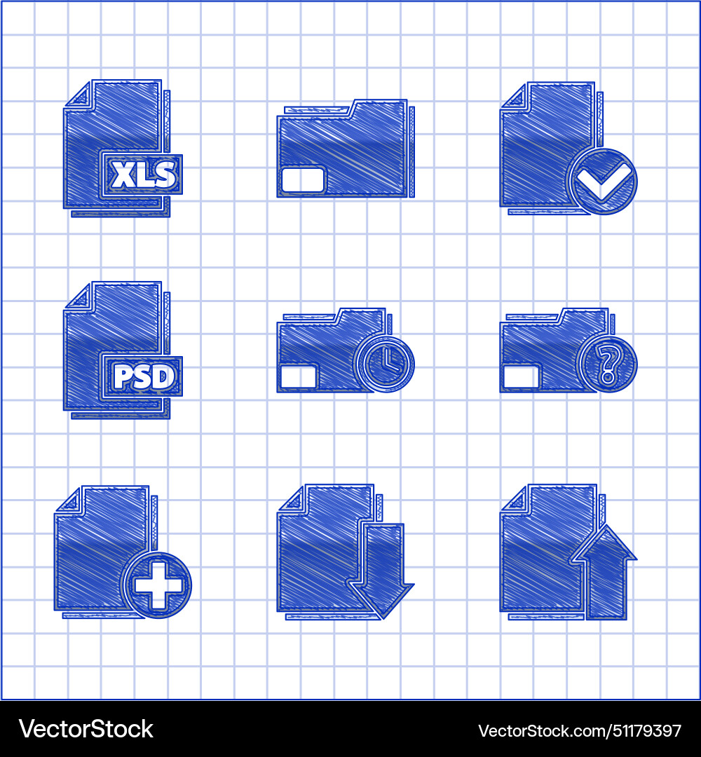 Set document folder with clock download upload Set document folder with clock download upload vector image