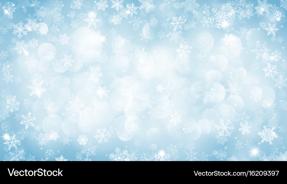 Snowflake Christmas Background with Bokeh Vector Image