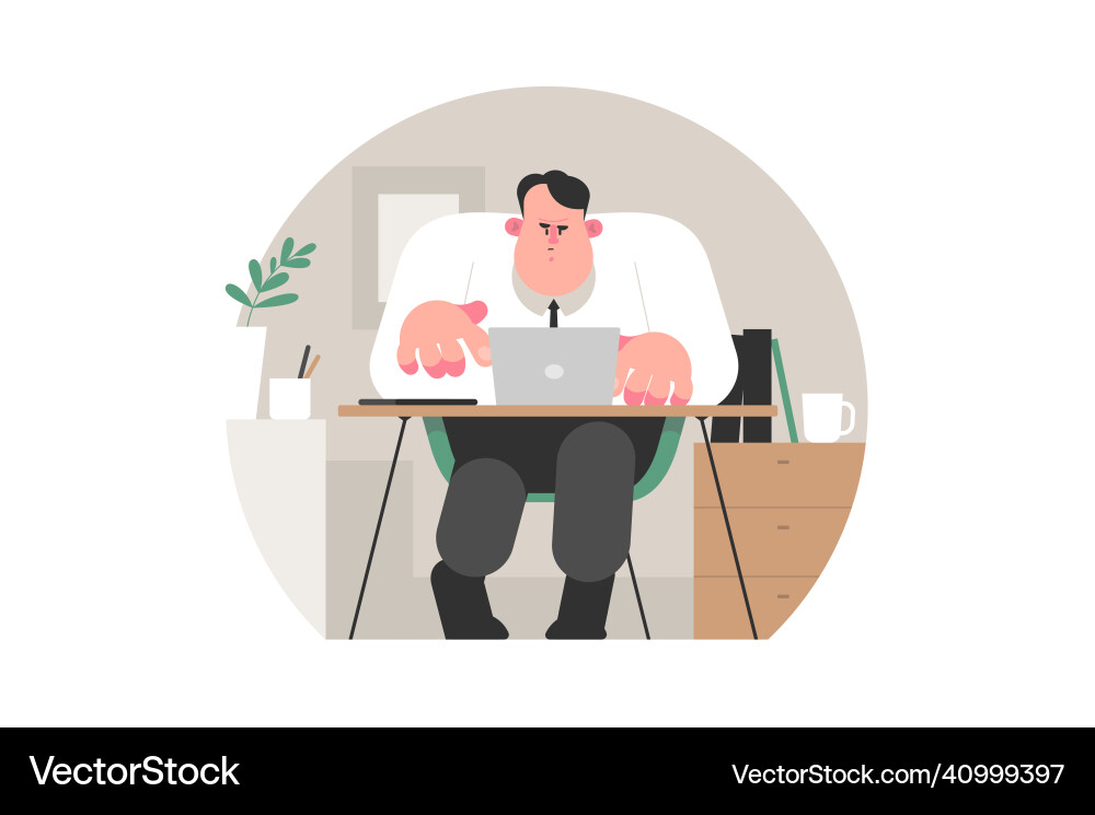 Tired man in office Tired man in office vector image