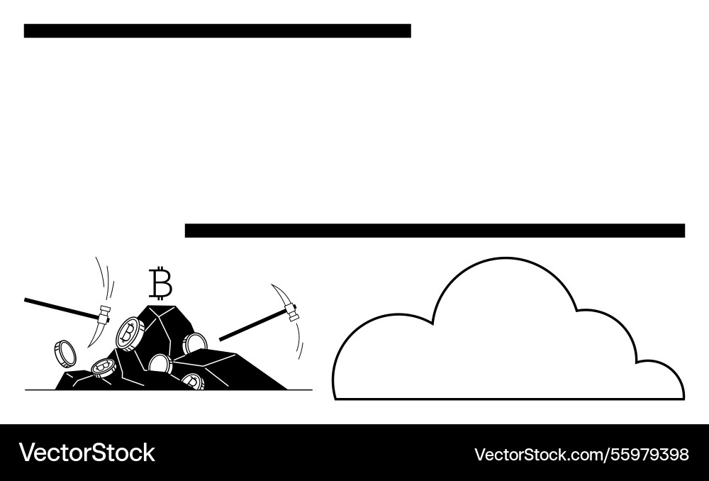 Cryptocurrency mining with pickaxes and blockchain Vector Image