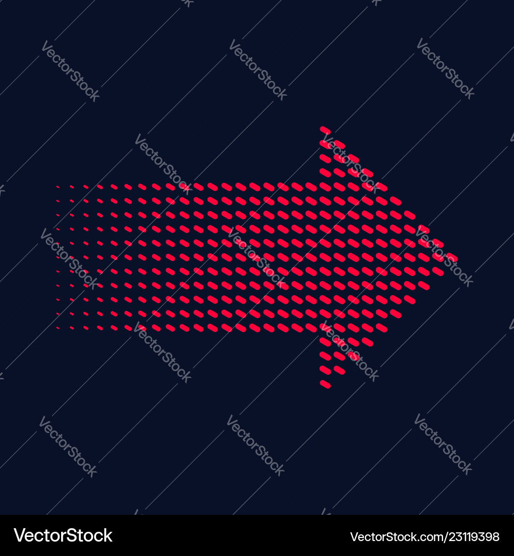 Halftone gradient dots arrow graphic element vector image