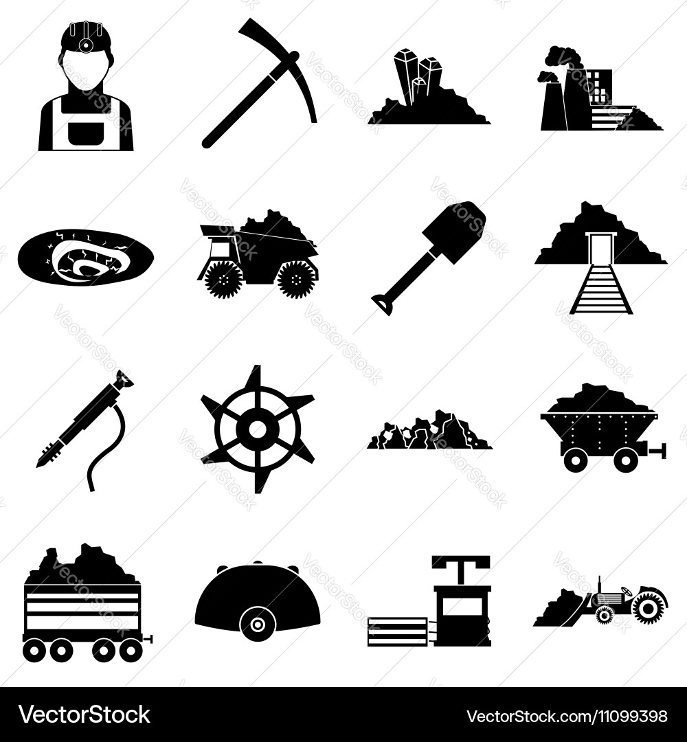 Miner icons set simple style vector image