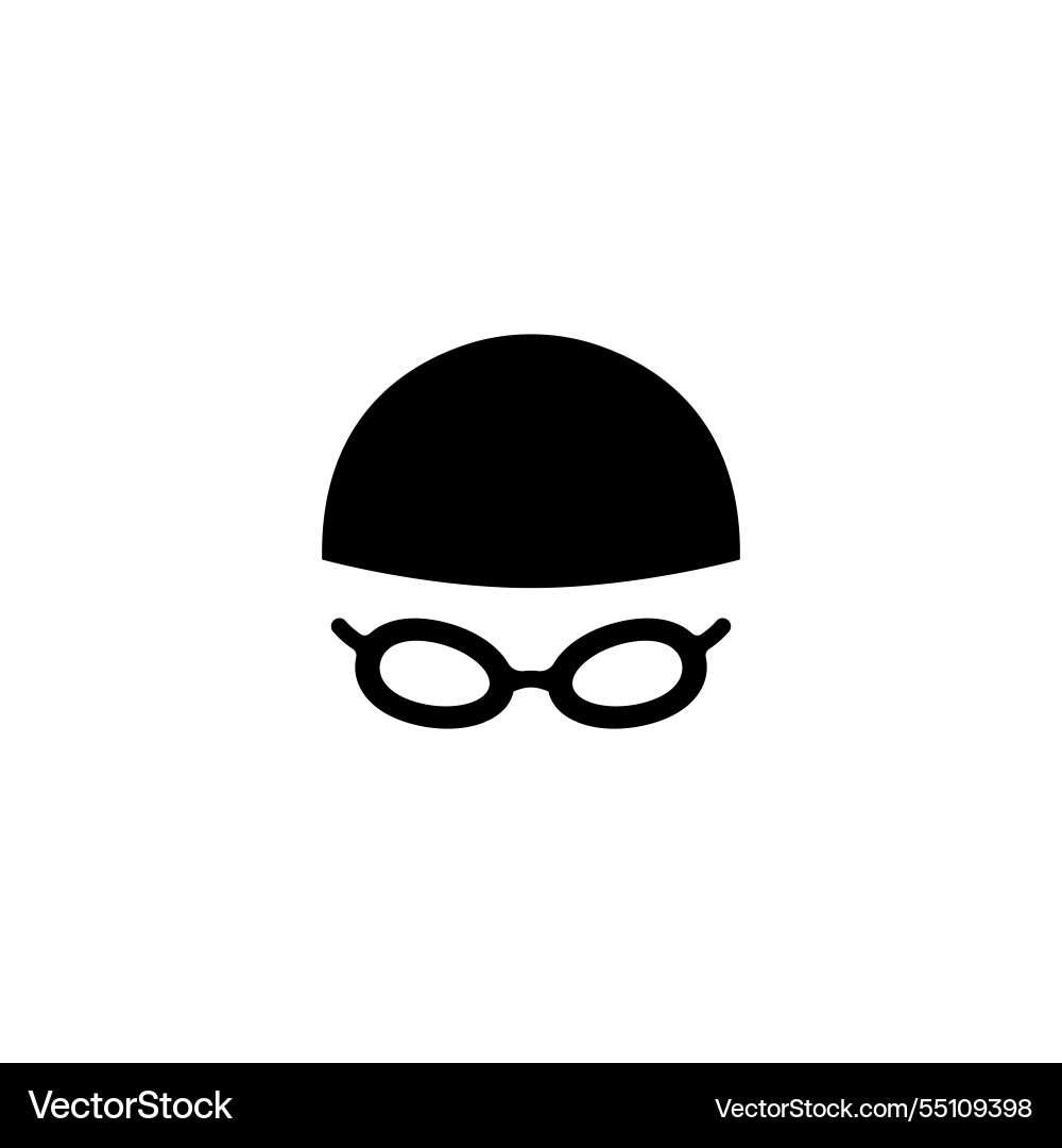 Minimalistische schwarze Ikone von Schwimmkappe und Brille Minimalistische schwarze Ikone von Schwimmkappe und Brille vektorbild