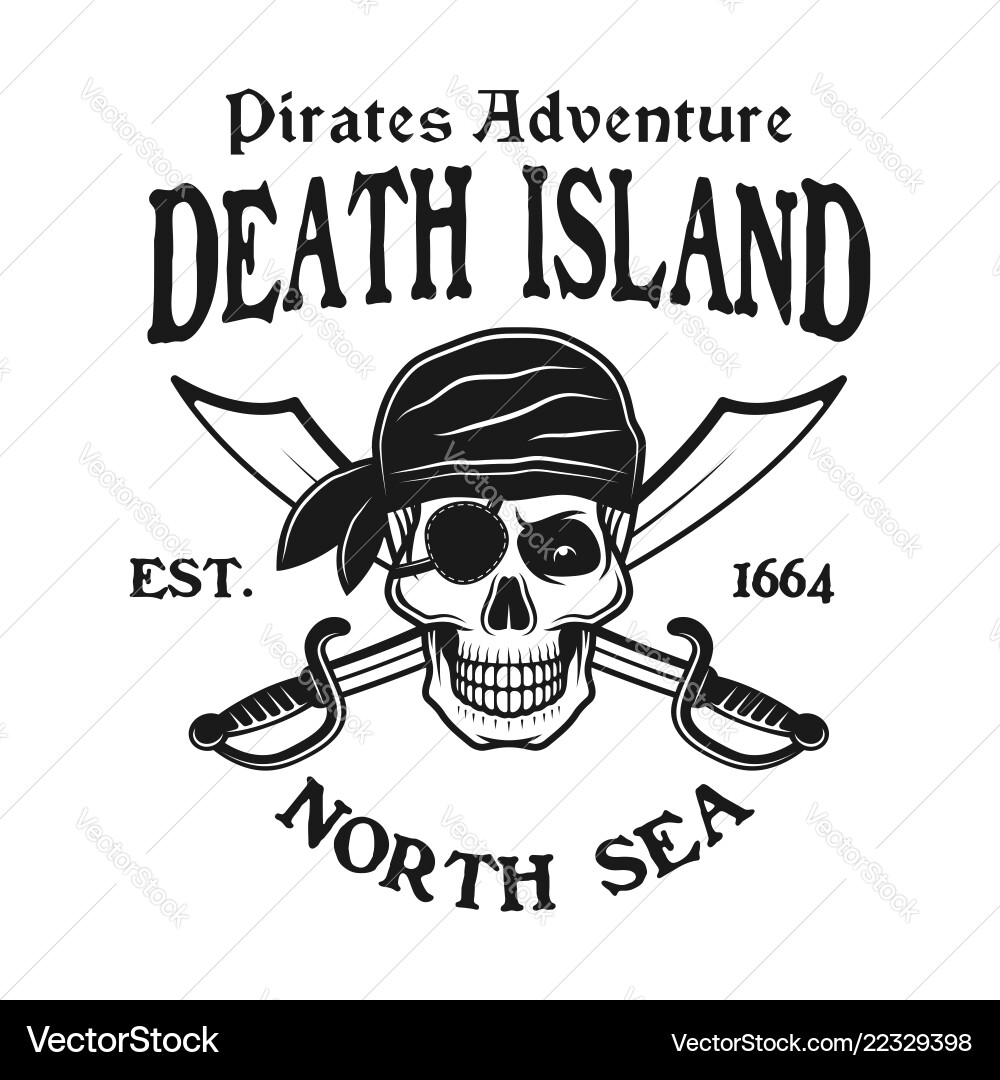 Pirates emblem with skull in bandana vector image