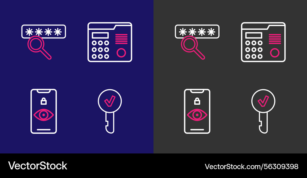 Security System Icons - Eye, Key, Scan vector image