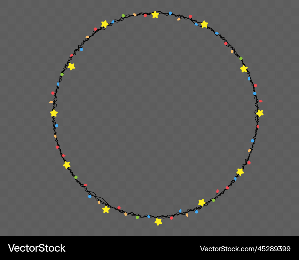 Christmas lights string circle shape Christmas lights string circle shape vector image
