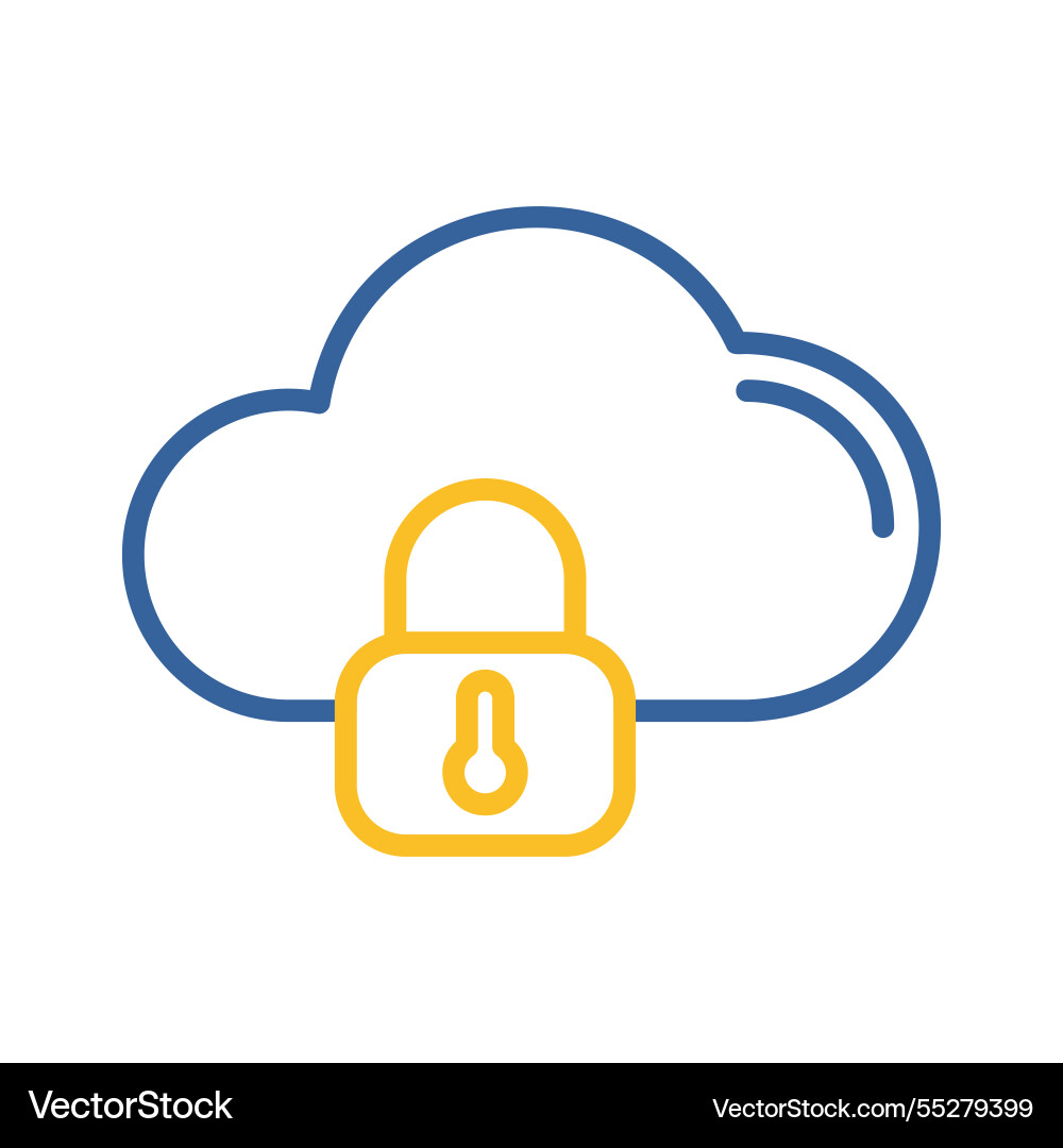Cloud security icon data with lock symbol vector image