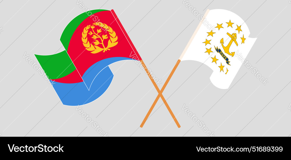 Crossed and waving flags of eritrea the state Crossed and waving flags of eritrea the state vector image