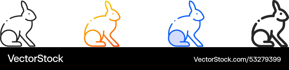 Hare iconthin linear gradient blue stroke Vector Image