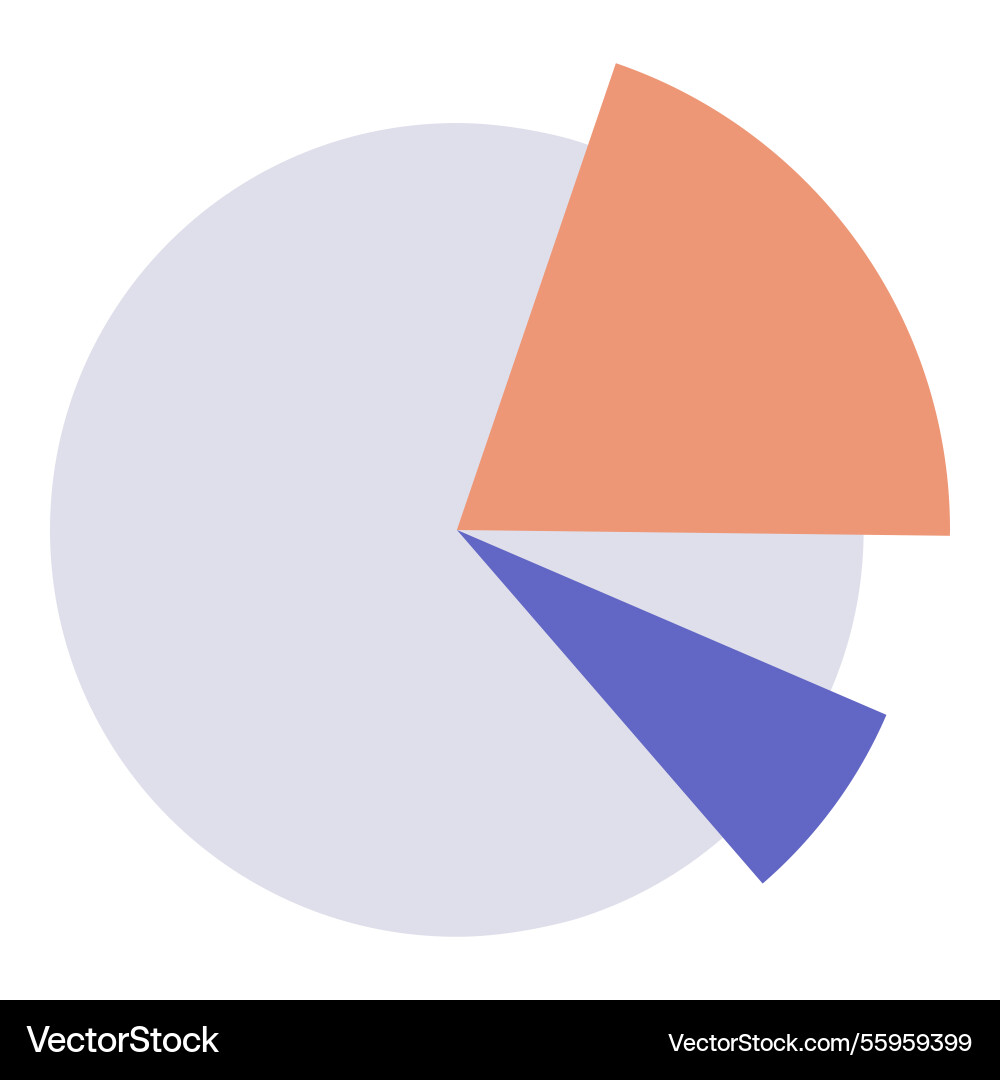Minimalistic pie chart with three segments Minimalistic pie chart with three segments Vector Image