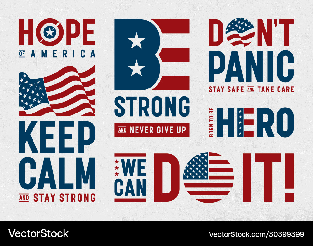 Usa patriotic motivation typography and logos set Usa patriotic motivation typography and logos set vector image