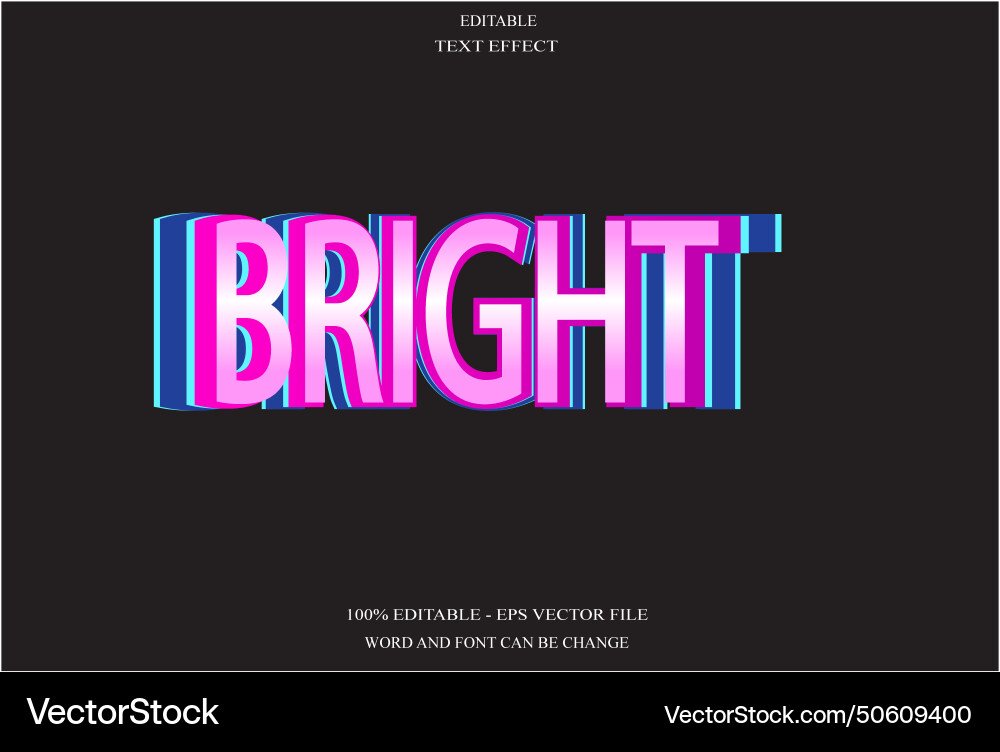Bright editable text effect emboss Vector Image