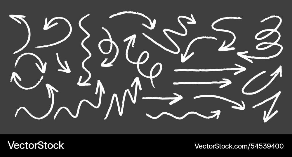 Chalk arrow doodle crayon brush line stroke Chalk arrow doodle crayon brush line stroke vector image