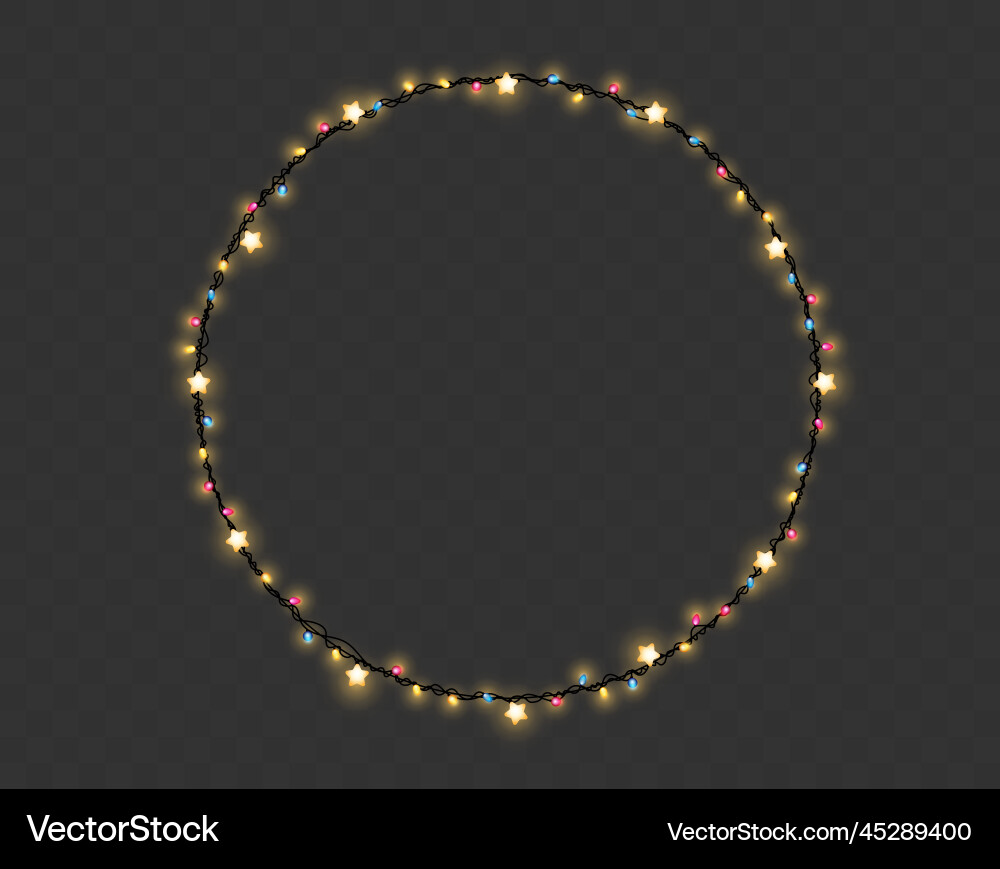 Christmas Lights String Circle Vector Image