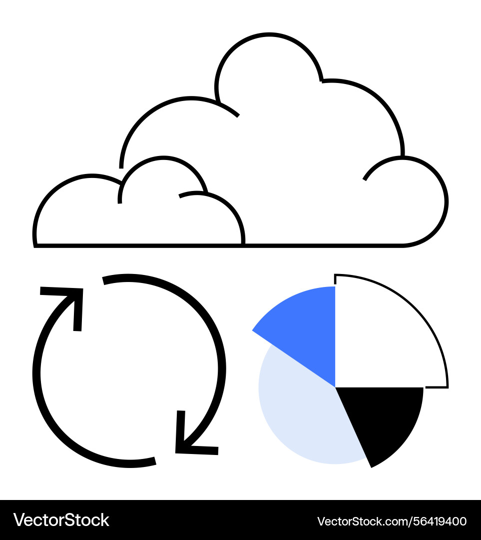 Cloud storage analytics with pie chart and data Cloud storage analytics with pie chart and data Vector Image