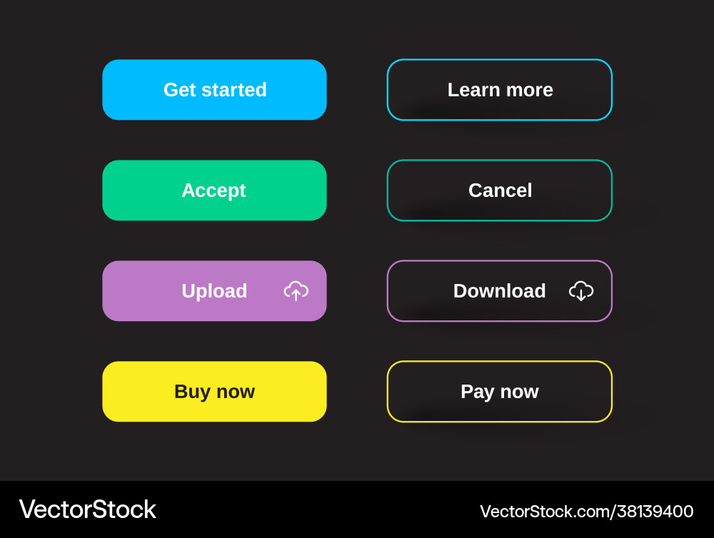 Gradient Buttons - App & Website Vector Image