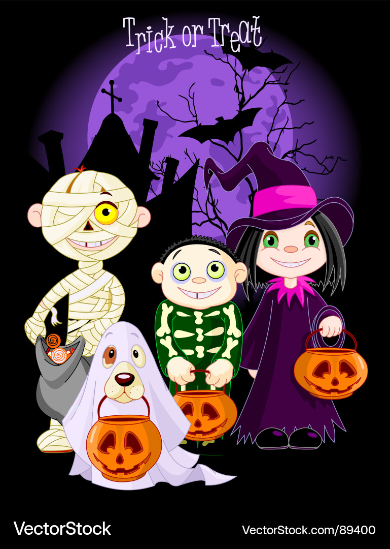 Halloween Trick or Treat Kids Vector Image