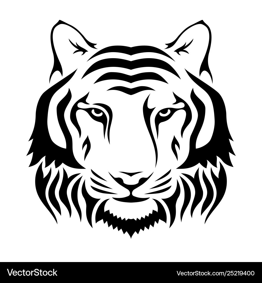 Tiger Muzzle Silhouette Vector Image