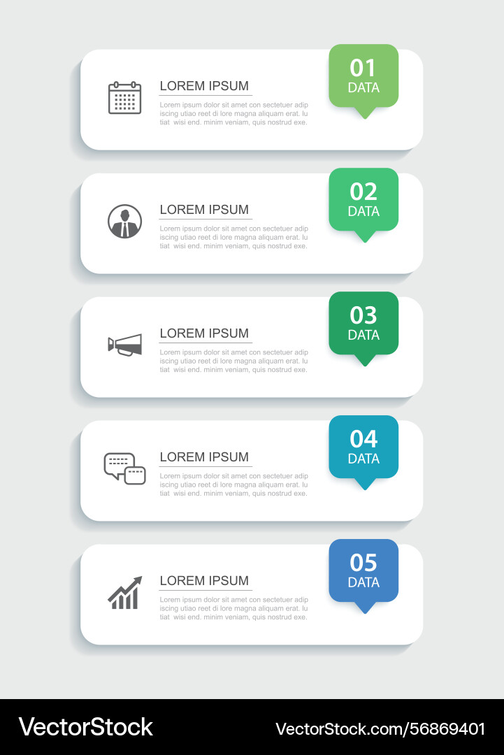 5 data infographics tab paper index template Vector Image