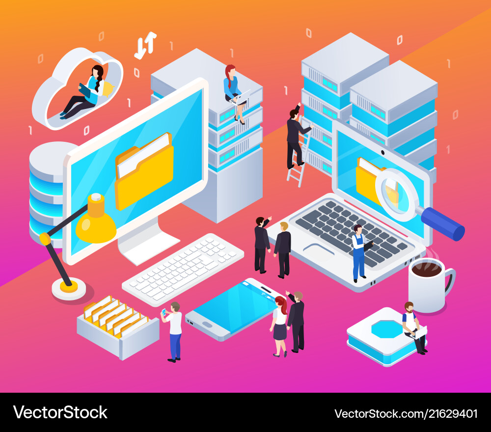 Big data isometric composition Big data isometric composition vector image
