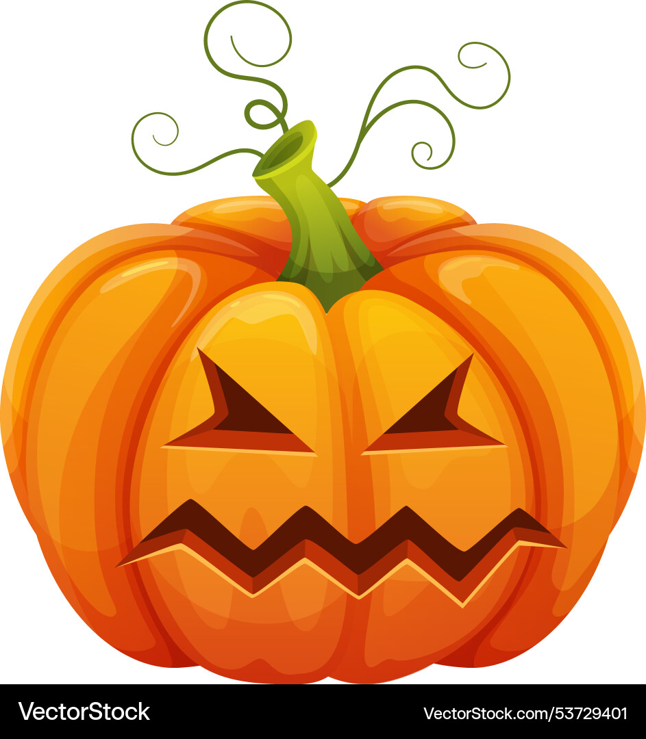 Carved pumpkin face emoji cartoon halloween Carved pumpkin face emoji cartoon halloween vector image