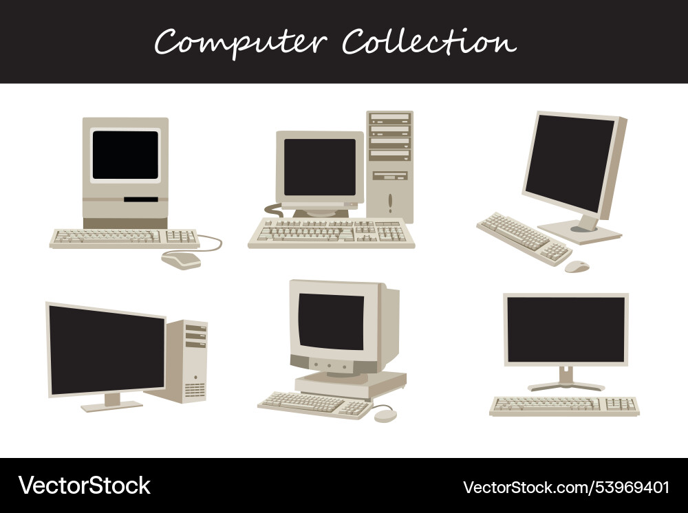 Computer collection in different poses Computer collection in different poses Vector Image
