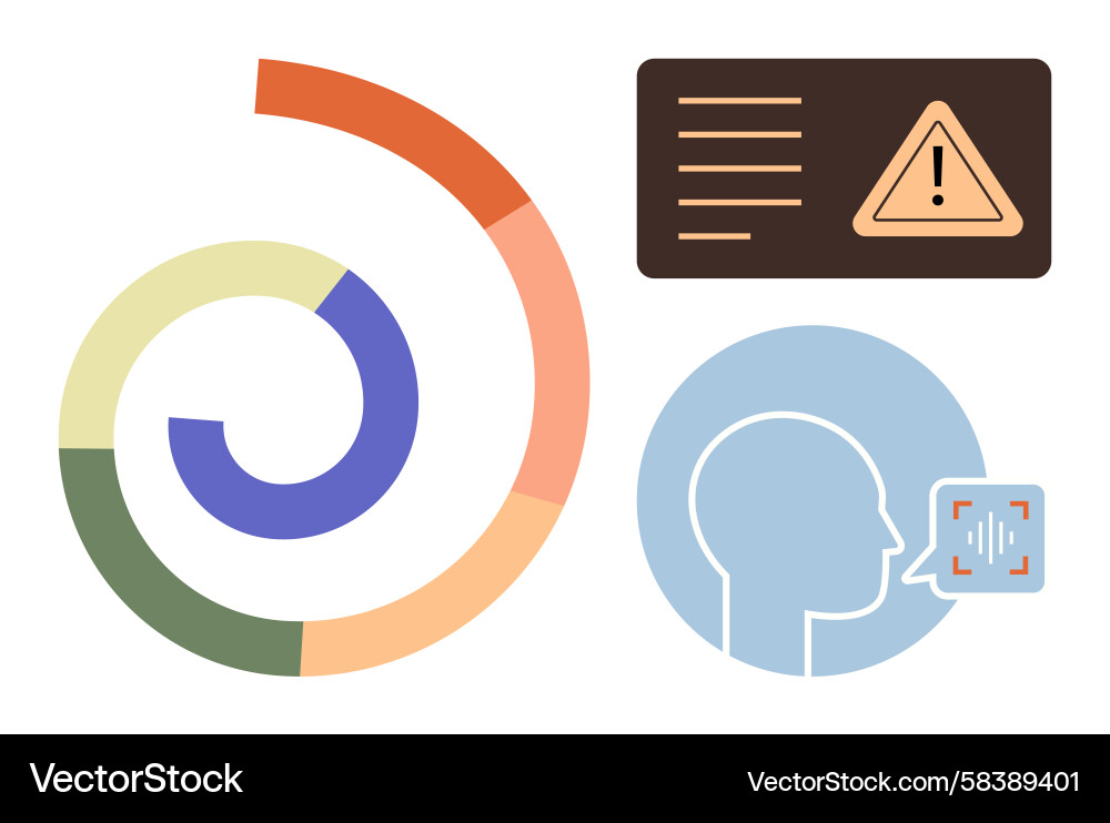 Data Analysis Spiral Chart with Alert Vector Image