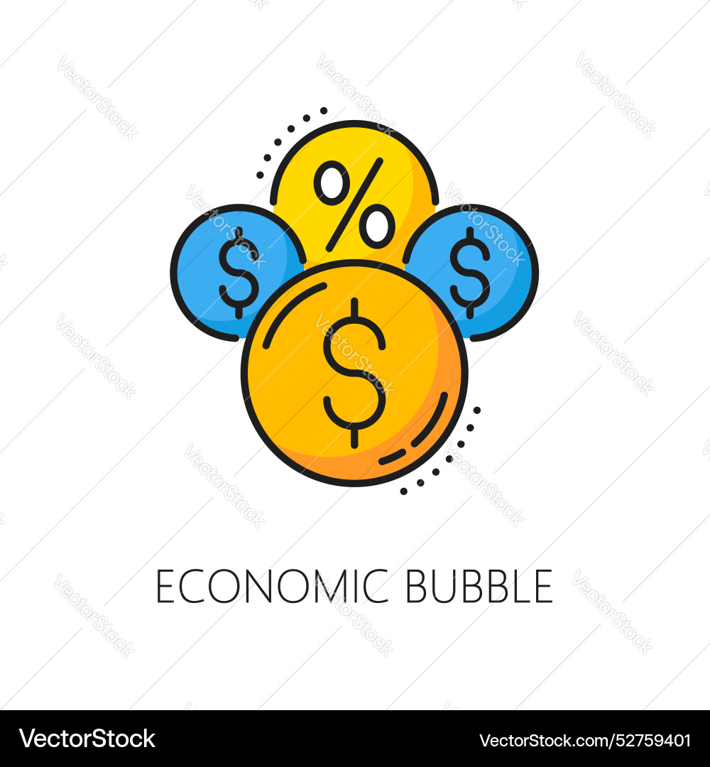 Economic money bubble line icon financial crisis Economic money bubble line icon financial crisis vector image