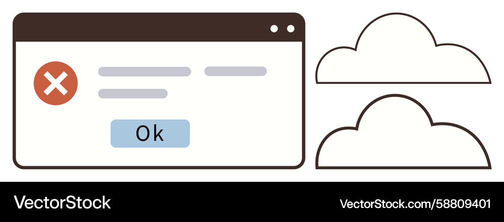 Error notification pop-up with cloud sync concept Vector Image