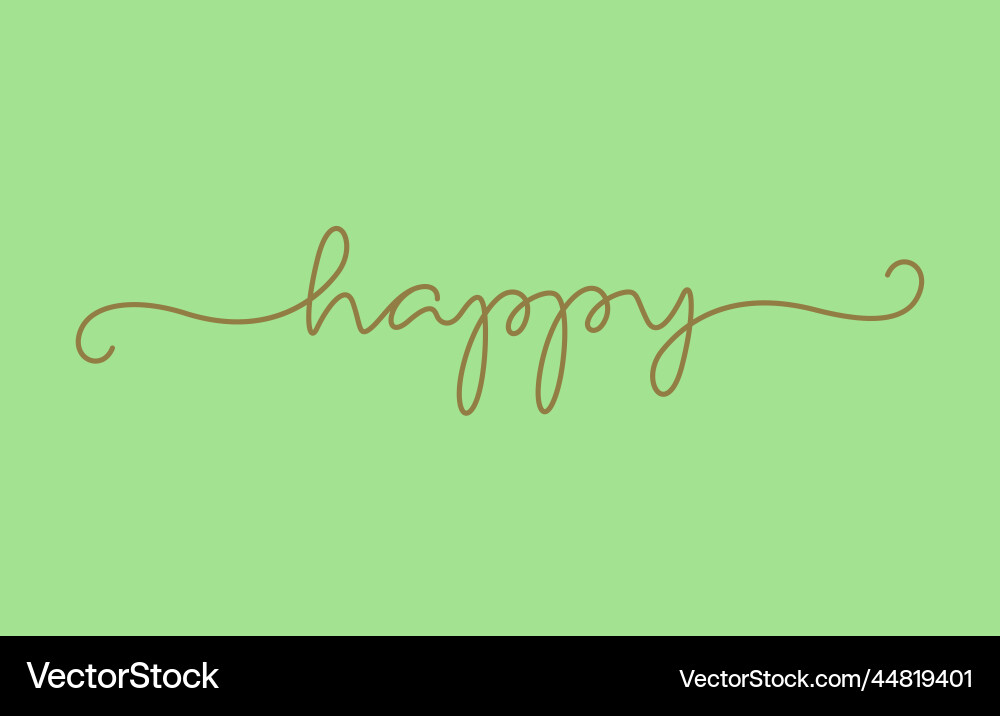 Happy text lettering design in continuous line vector image